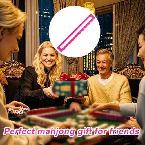 4 piezas Mah Jongg lector reglas acrílico rosa miniatura 6