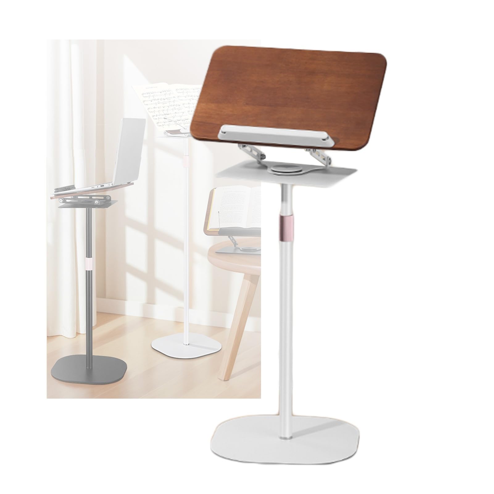 Regulowany i obrotowy stojak na książki o 360° do tabletu i laptopa, ergonomiczna konstrukcja podwójnego zastosowania dla większego komfortu, idealny do czytania, nauki i pracy