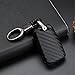 M.JVisun Soft Silicone Rubber Carbon Fiber Texture Case Key Fob Cover for Volkswagen Atlas e-Golf Golf Jetta Lamando Polo for Tiguan for Touran L Flip Car Remote Key - Black - Weave Keychain