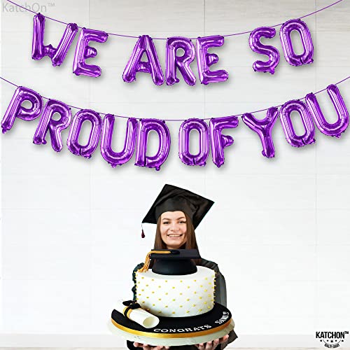 Image of KatchOn, We Are So Proud Of You Banner - 16 Inch, Purple Congratulations Balloons | Graduation Balloons for Congratulations Decorations | Graduation Banner for Purple Graduation Decorations 2026