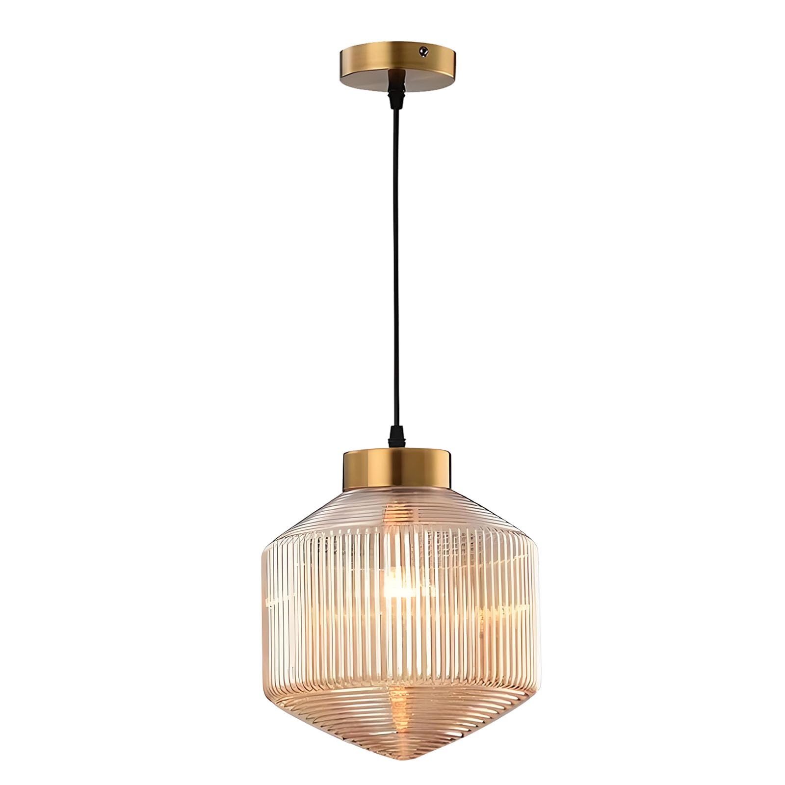 Industriële Hanglamp met Glazen Kap en E27 Fitting - Modern en Vintage