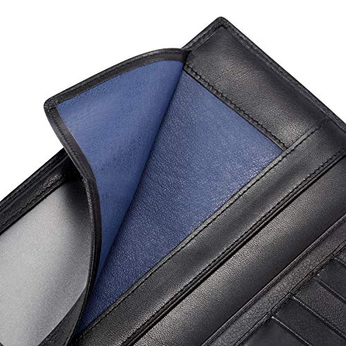 HISCOW Slim Leather Long Wallet for Men & Women, Italian Calfskin, Breast Pocket Wallet for Checkbook, Credit Cards (Black)4