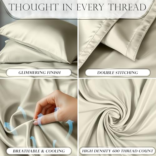 Image of DECOLURE Satin Sheets King Size | Softer Than Silk | Luxury 4 Pc Bed Set