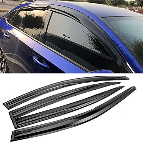 AutoJoy Club Tape-on Ventvisor Side Window Deflector Window Visor Compatible with 2008-2012 Honda Accord Vent Rain Deflector Sun Guard Wind Deflector Dark Black, 4-Piece Set Cover