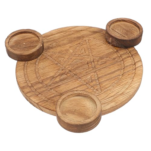 SHINEOFI Candelabro Diseño Seguro y Liso de Madera Pentagrama Astrológico para Decoración y Altar Adecuado para Sacrificios Familiares y Pasillos
