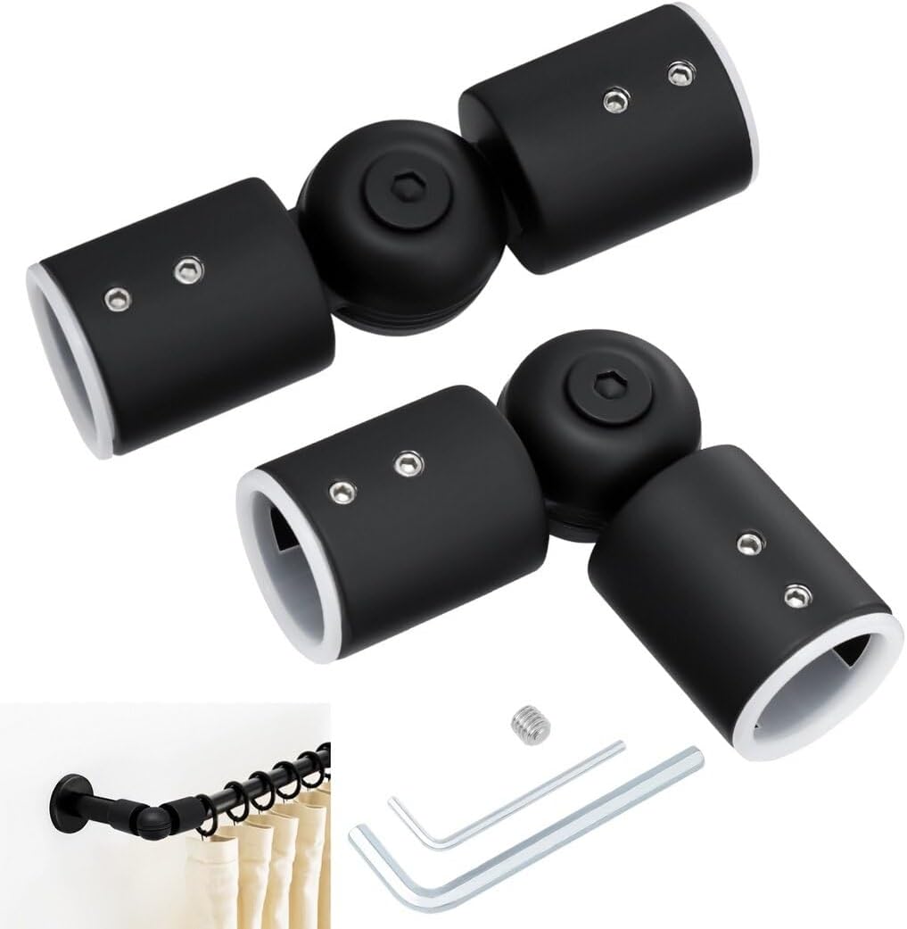 Homaisson 2 Pack Curtain Rod Corner Connectors, Stainless Steel Window