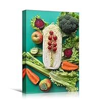 Canvas Wall Art Vegetable Arrangement Farmhouse/Country Food Fun Kitchen Multicolor Photography Spices - 12x18 inches