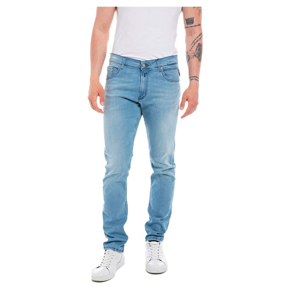 REPLAY Adult M1021 Mickym Power Stretch Jeans, Light Blue 010, 29W / 34L