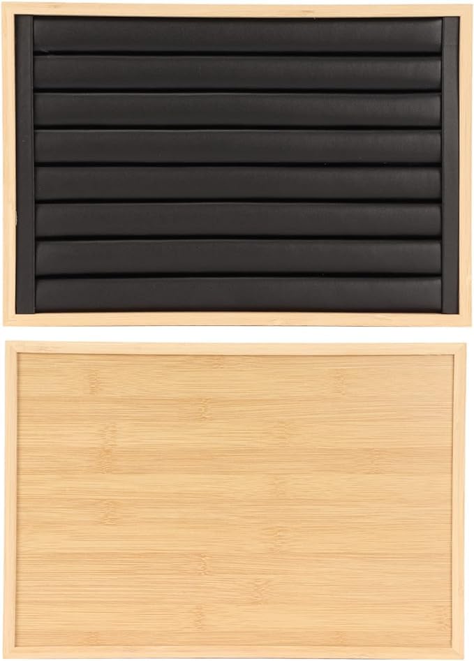 Image of Velvet Jewelry Drawer Organizer Tray Stackable Jewelry Tray (Wooden Ring, Wood)