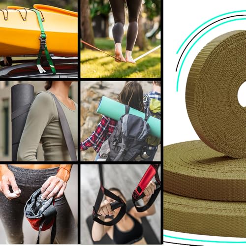 Image of TECEUM 3 /4 inch & 5 /8 inch & 1 inch & 1.5 inch & 2 inch Webbing - 10 25 50 Yards - 40+ Colors - Heavy Duty 1 Inch 1.5 Inch 2 Inch Backpack Straps - Webbing for Outdoors Indoors Crafting DIY