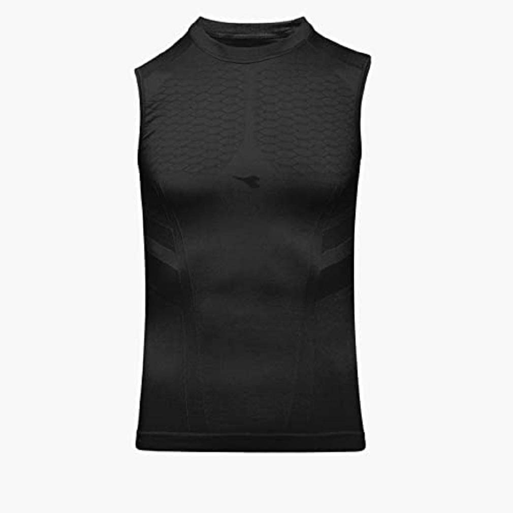 Diadora Canotta Smanicata Intima Termica Da Uomo Sl T-Shirt Act (S/M, Black) - 4