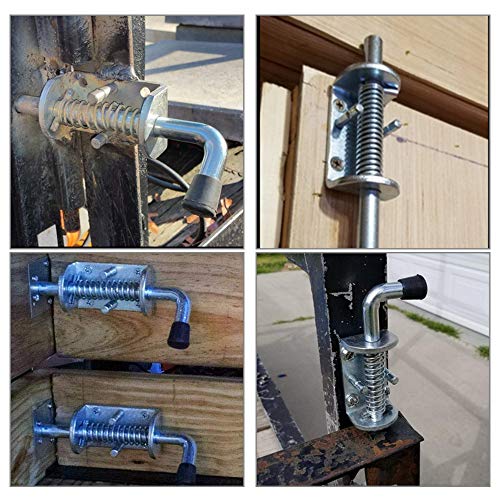 Homend 4Pack Metal Lock Barrel Bolt Spring Loaded Locking Latch 6.5" Long w/Grip Heavy Duty for Gate Shed Door Tailgate Trailer Garage (4 Pack)