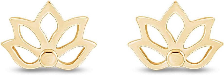 Lotus Flower Stud Earrings in 14k Gold Over Sterling Silver