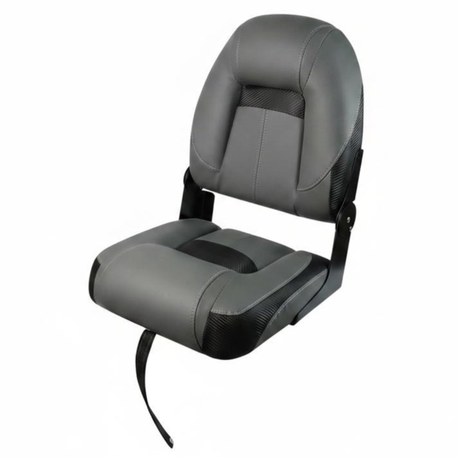 Sedile Barca Pieghevole Sedia Timoniere Nautica Schienale Alto Imbottito Rivestimento in PVC Facile da Pulire per, Grigio, Nero-A, Pieghevole, Venatura Del Legno Grigia E Nera-A