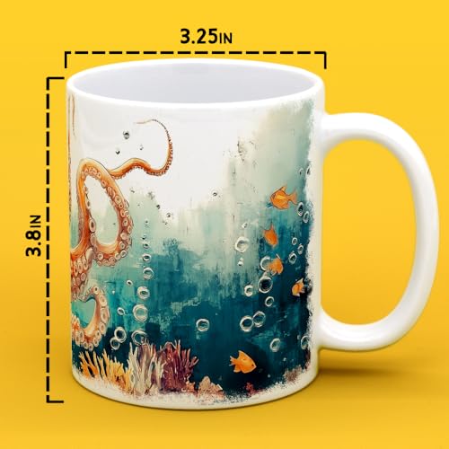 Taza de cerámica con diseño náutico de pulpo Loftipop 11oz miniatura 4