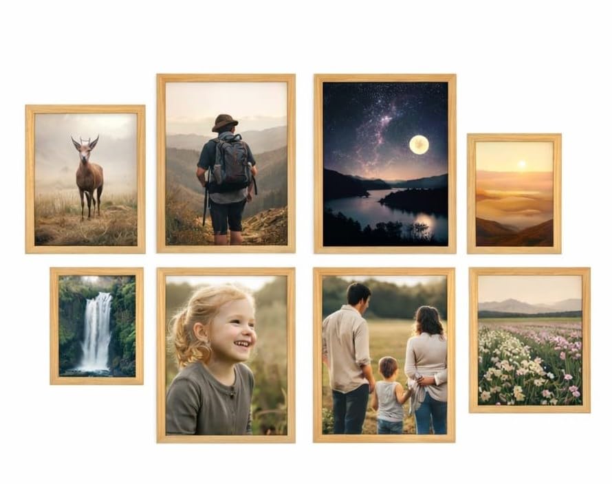 Set of 8 Wooden Picture Frames – Gallery Wall Multipack Photo Frame Set (8×10, 5×7, 4×6) | Wall Mount Display for Living Room, Bedroom, Office & Home Décor | By Best House