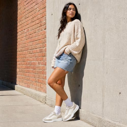 Image of Vepose Women's Retro Platform Sneakers Lightweight Lace Up Walking Shoes | Designer dressy sneakers with memory foam cushioning, grippy sole, and stylish woven or PU looks for work, travel, errands