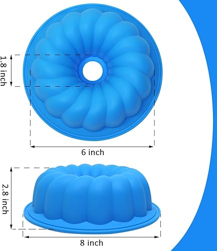 Miniatura 2 de Molde de silicona para pasteles de 8 pulgadas, 2 piezas, molde de gelatina azul, moldes para pasteles fáciles de limpiar, moldes de silicona
