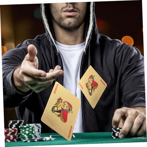 ERINGOGO Pokerkarten Goldfarben Wasserfest PVC Langlebig Robust für Unterhaltung Spielabend Party Geeignet mit Chinesischem Drachenmotiv – Bild 5