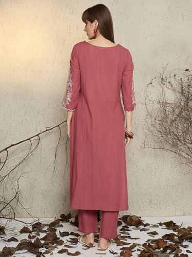 Image of INDO ERA Women's Embroidered Anarkali Kurta Pant Set with Dupatta | Cord Set For Women Cotton