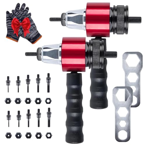 Kit Adaptador de Remachadora Eléctrica M3-M8, Herramienta de Tuercas Remachables de Aleación para Taladro, Inserto Remachador de Cambio Rápido para Automóvil y Metal (2 Pcs)