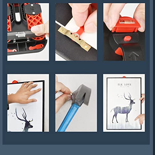 Image of Picture Hanging Tool with Bubble Level Easy Frame Picture Hanger Wall Hanging Kit,Photo Frame Hanging Leveling Tool for Decoration (Black Red Hanging Tool)