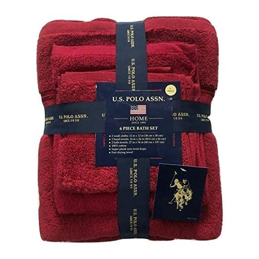 U.S. Polo Assn. Premium 6-Piece Zero-Twist Towel Set - 2 Bath Towels, 2 Hand Towels and 2 Face Towels - Highly Absorbent, Fast Drying and Super Soft Hotel Quality 100% Cotton Set