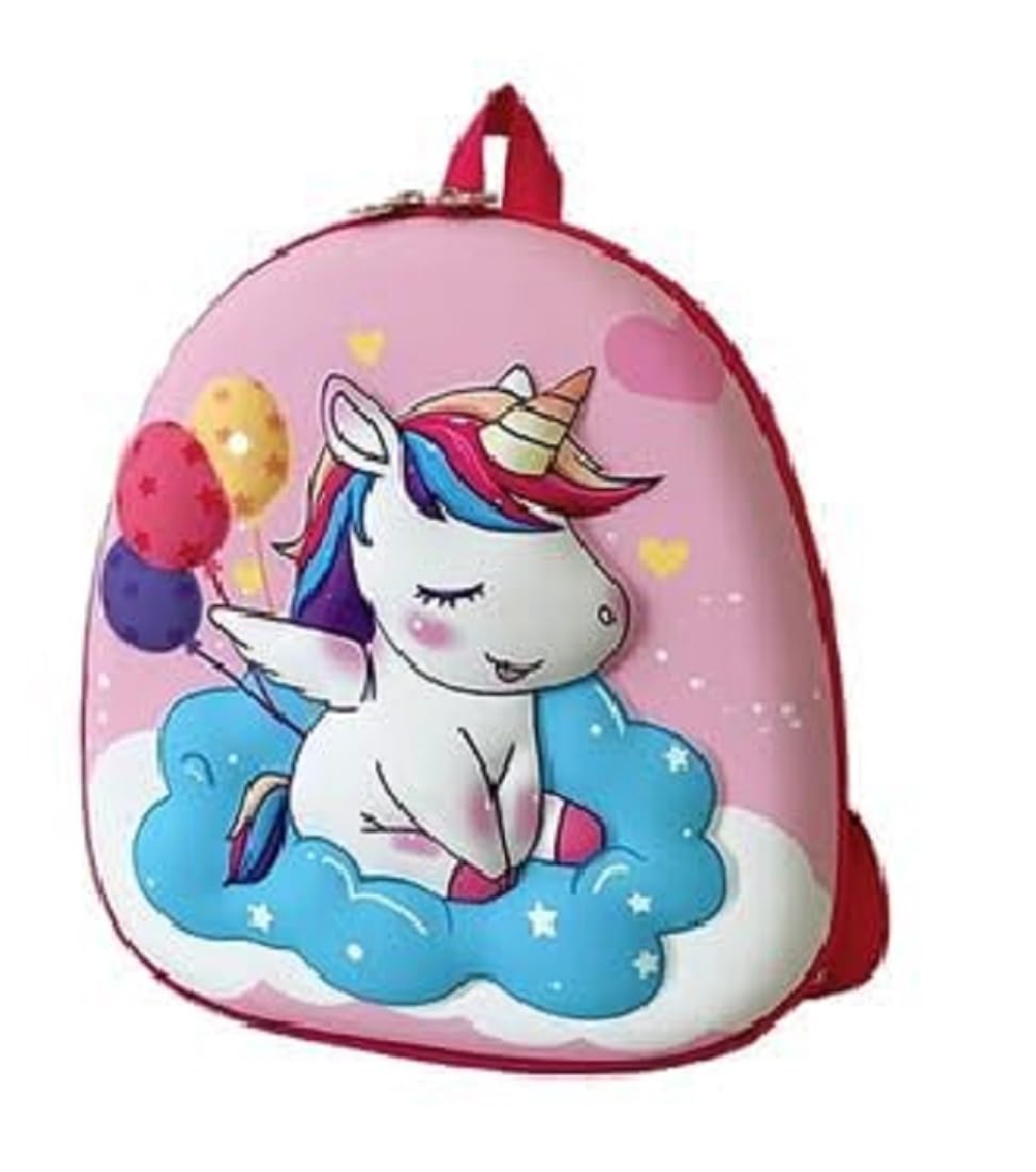 3D Embossed Unicorn School Bag for Girls/Unicorn Bag/Waterproof Backpack/Pony Bag for Girls/Picnic bag, Tuition bag, Unicorn Preschool Bag,Unicorn Shoulder Backpack (Color-Pink)-image-1