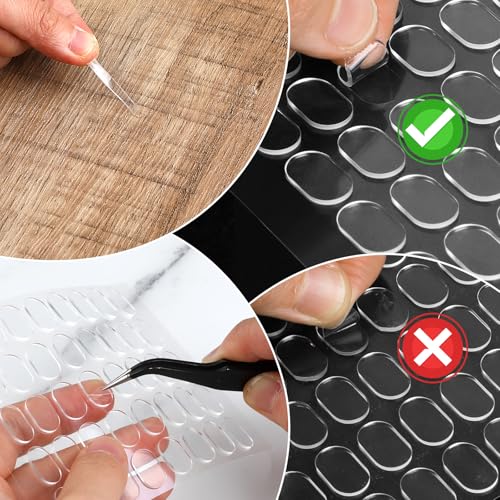 Dimeho 480 Pcs Adhesive Stick Dots Double Sided Mounting Putty for Walls Removable Gel Sticky Dot Stickers Clear Sticky Tack for Wall Pictures Hanging No Trace Sticky Putty for Festival Decorations - Thumbnail 4