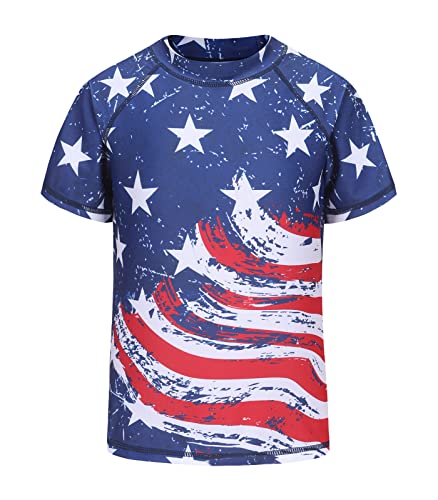 Girls Short Sleeve Rash Guard Swim Shirt for Girls Hawaiian Swimsuits UPF 50+ Sun Protection Swim Top Bathing Suit 3-16 Years