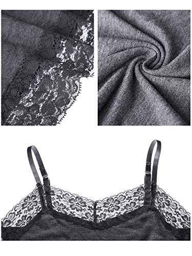 Image of SATINIOR 3 Pcs Women Long Camisoles Lace Tank Tops Neck Cami Adjustable Spaghetti Strap Trim Lace Tank Top for Women Wearing
