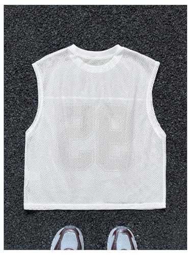 Milumia Men's Number Print Mesh Tank Tops Round Neck Sleeveless Casual Tops2