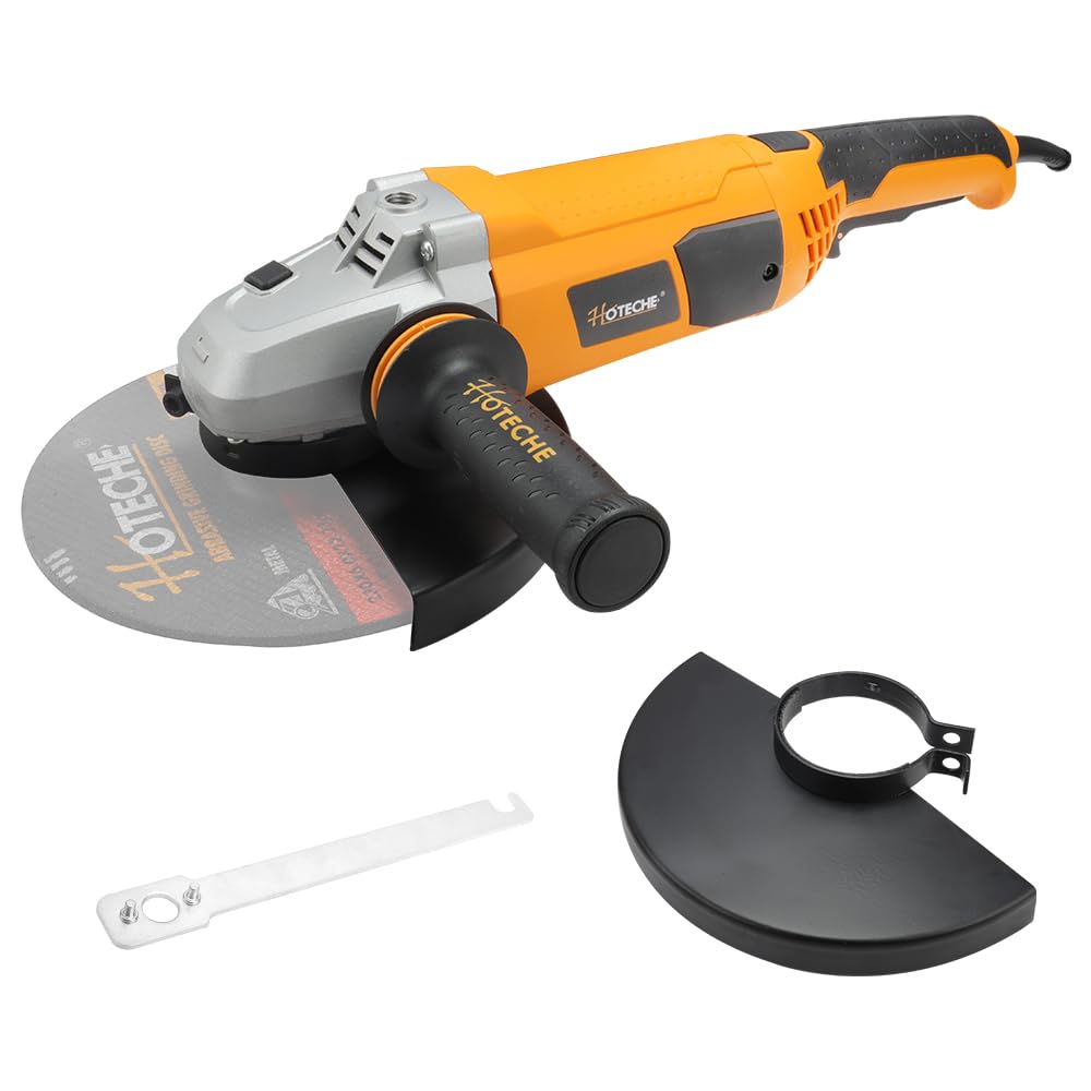 Hoteche 9-Inch Angle Grinder 3.3-HP Heavy-Duty Electric Grinder Fits 7/8" Hole Size Wheels for Metal Cutting, Concrete Grinding, and Polishing