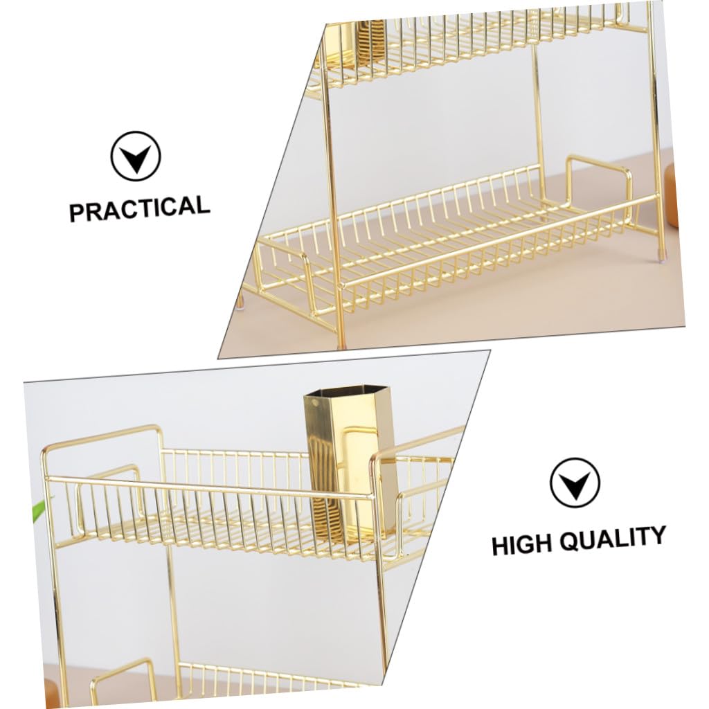 minkissy Kosmetikregal aus Eisen mit Zwei Ebenen für Einfache Aufbewahrung und Modernes Design Praktisches Organizer Regal für Badezimmer und Küche in Gold