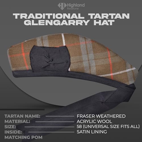 Image of Glengarry Cap-Traditional Scottish Hat, Acrylic Wool Tartan Glengarry hat, Kilts /Bagpipes Accessories