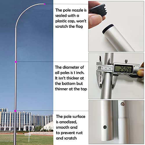 2 Packs Swooper Flag Pole With 2 Packs Ground Stake,15 Feet Complete Feather Flag Pole Kit For Business Advertising Silver #TOP2