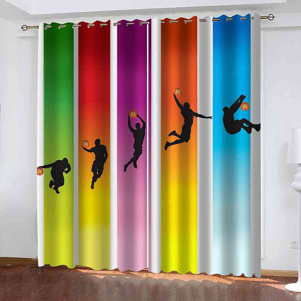 Rideaux occultants de basket imprimé abstrait en tissu lourd isolant pour salon