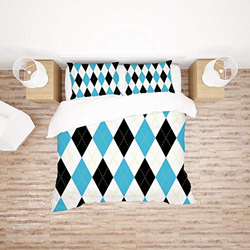 Parure de lit motif treillis en polyester résistant pour lit simple
