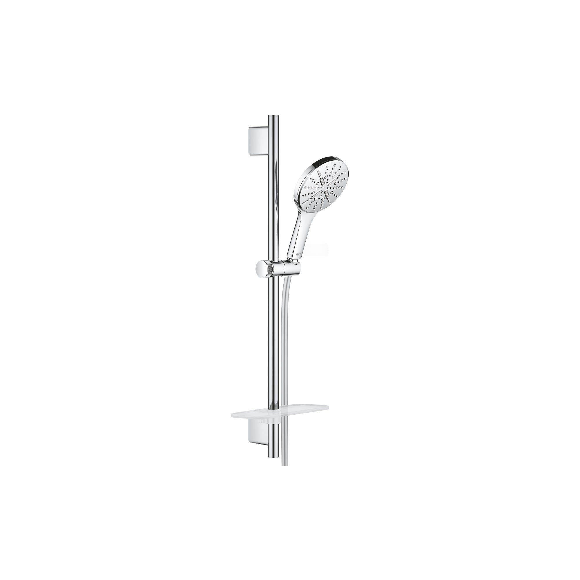 Grohe Chrome Rainshower 130 Smartactive Shower Rail Set 3-Spray 130Mm Hand Shower With 900Mm Rail, 1750Mm Silverflex Hose Finish And Made In Germany 26578000