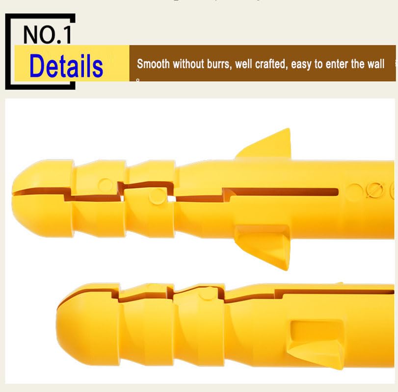 50 Sets Plastic Expansion Anchors with Carbon Steel Self-Tapping Screws - Anti-Rotation Wings for Secure Wall Mounting in Concrete,Brick (M8x40mm)