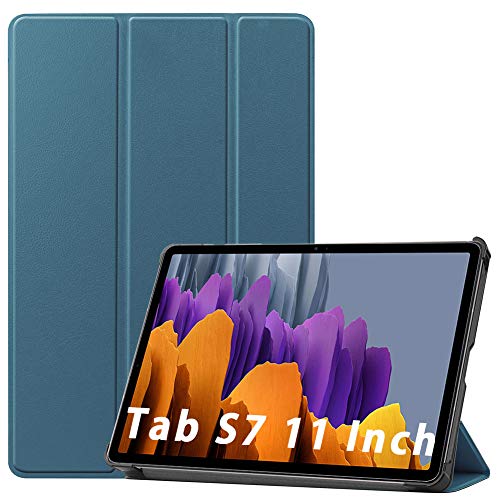 NUPO Étui de protection ultra fin en polyuréthane pour Samsung Galaxy Tab S7 2020, avec fonction support, parfait pour Galaxy Tab S7 SM-T870/875 vert foncé Cover