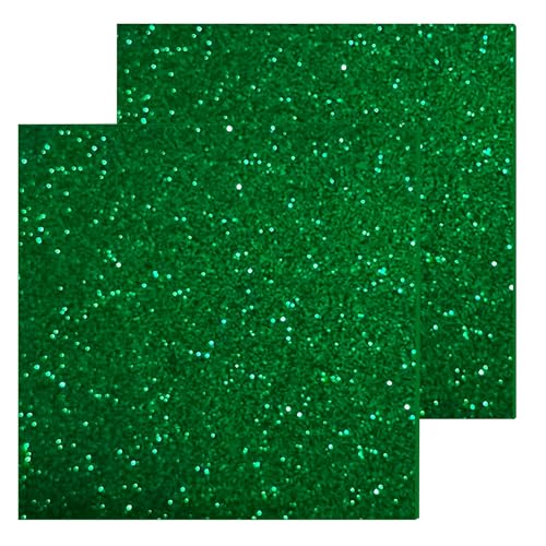 Image of Glitter Acrylic Sheets, Green, 8 inchx8 inch, 2 Pack | 1 /8 in Thick, Cast Sparkly, For Laser Cutting, Engraving, Invitation Blanks