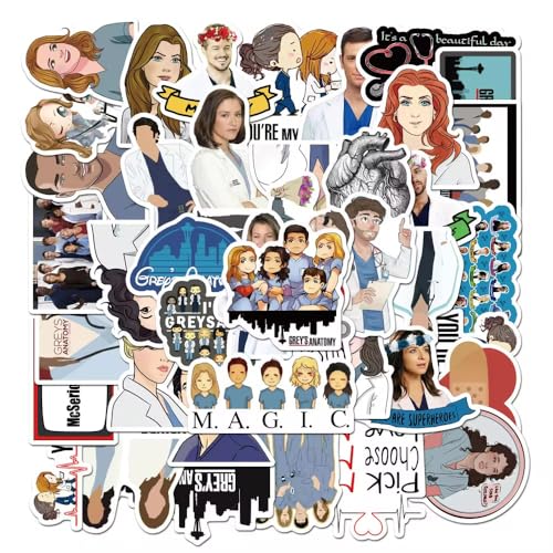 Stickers for The TV Show Greys Anatomy Funny Pack of 50 for Water Bottles,Hydroflasks,Cars,Phone,Computer,Laptop Sticker Decal Cute,Waterproof,Aesthetic,Trendy Stickers for Teens,Girls
