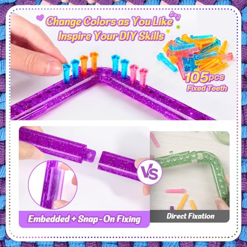 Image of 478Pcs Weaving Loom Kit, Knitting Loom with Binding Needles & Colored Rings | Perfect for Making Handbags, Craft Potholders and Friendship Bracelets, Ideal Gift for Craft Enthusiasts