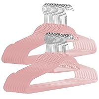 Velvet Hangers 50 Pack - Non-Slip Clothes Hangers with Tie Bar & 360° Hook - Durable & Sturdy, Space-Saving Wardrobe Organisers for Suits, Jackets & Clothes | M&W