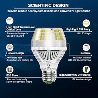 SANSI 300W Equivalent 5000 Lumens LED Light Bulb, 5000K Daylight Super Bright Light Bulbs, E26 A19 Brightest LED Bulbs Non-Dimmable, 22-Year Lifetime, 35W Energy Saving for Home Workshop, 2-Pack