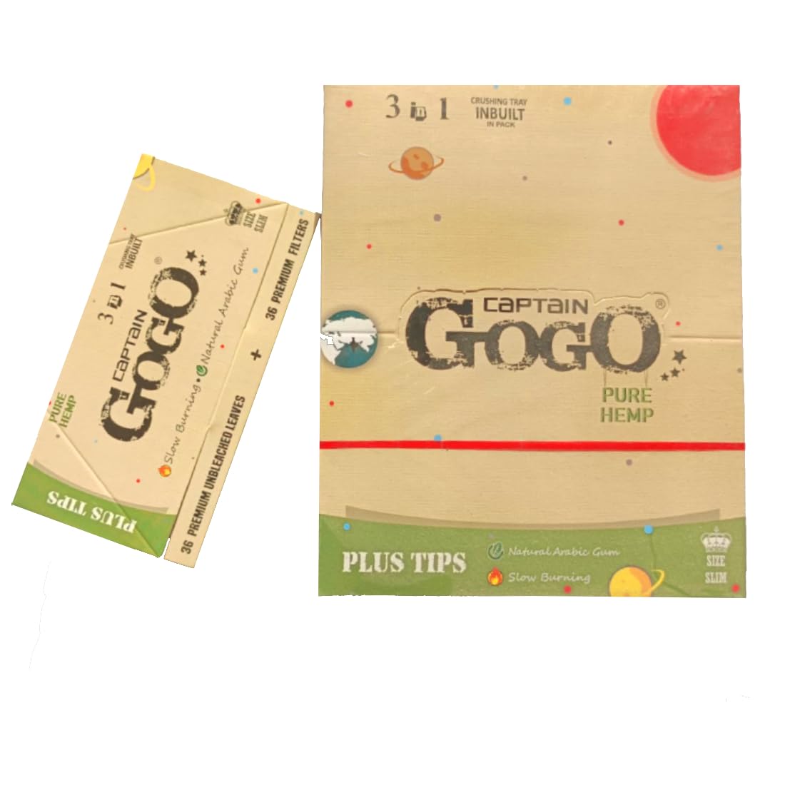 Captain GoGo SLIM King size Rolling Papers PACK of 24
