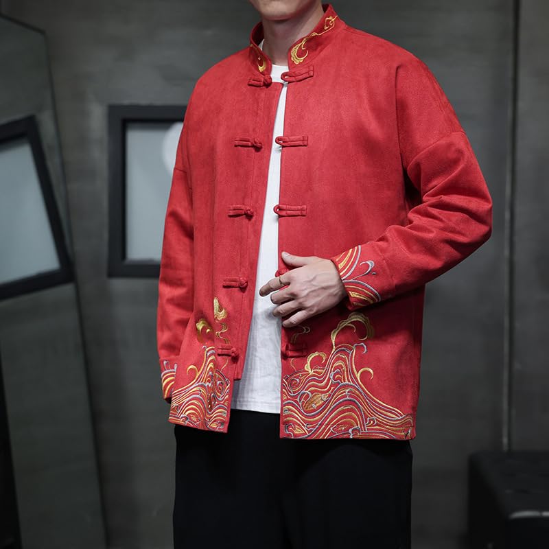 Chaqueta bordada vintage hombre para abrigarse del frío con estilo oriental 3