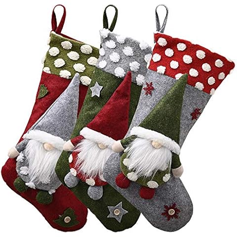 Submarine Nikolausstiefel zum Befüllen, Weihnachten Wichtel Plüsch Glückliche GNOME Stickerei Nikolaussocken Große Weihnachtsstrümpfe Hängend Nikolausstrümpfe Weihnachtsdeko Cover