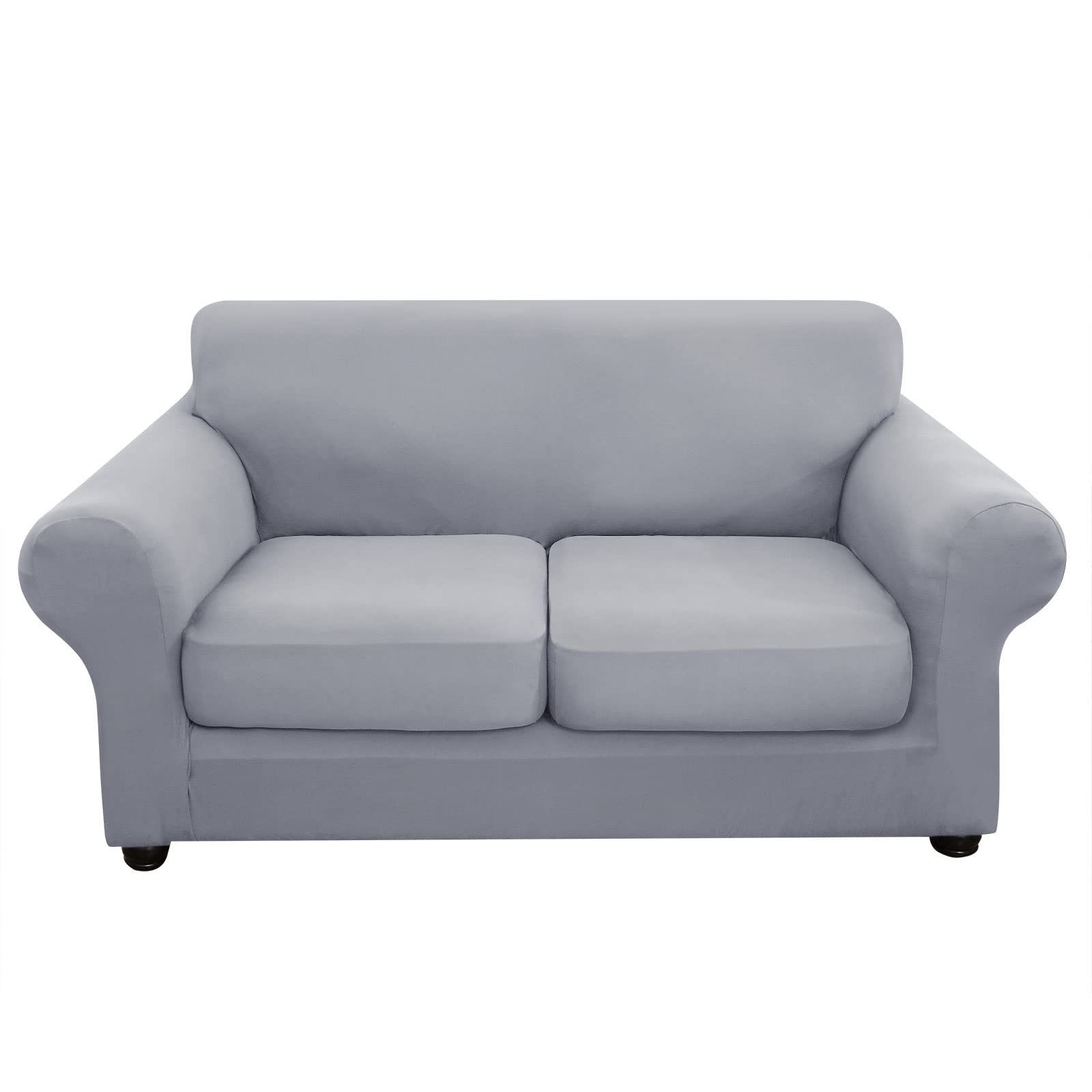 hyha Couch Cover, Stretch Sofa/Loveseat Covers, 3 Pieces Sofa Slipcovers for 2 Separate Cushion Couch Sofa, Washable Furniture Protector for Dogs (Loveseat, Light Gray)